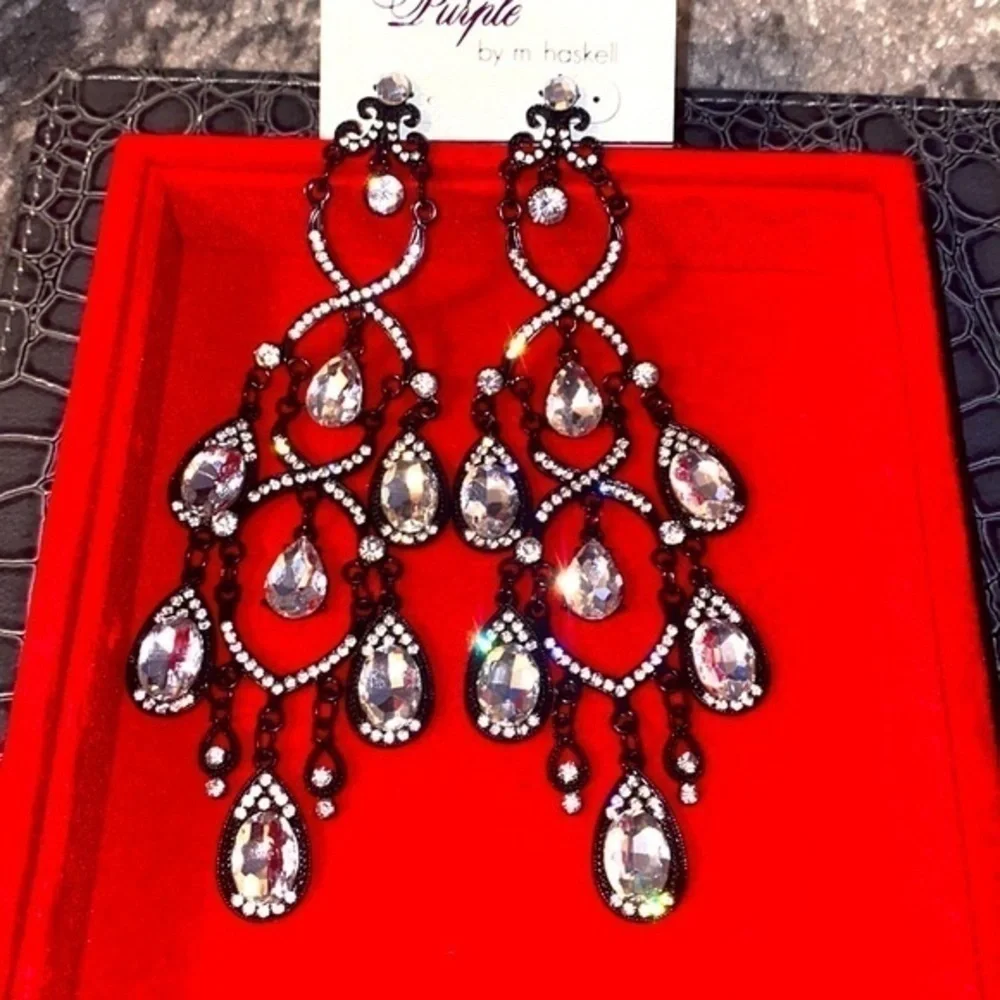 Purple Miriam Haskell Set 3pc Rare  edition Black Glass Clear Rhinestone